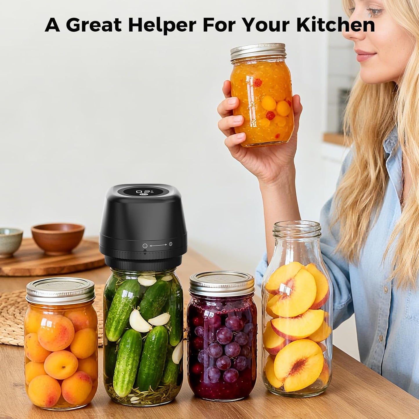 Newise Electric Mason Jar Vacuum Sealer - 3-in-1 Automatic Kit for Canning | Portable with Wide & Regular Mouth Lids