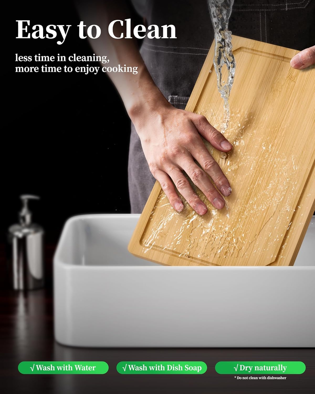 Kitsure Bamboo Cutting Board - Versatile Wooden Kitchen Board with Deep Juice Grooves | Large Natural Size