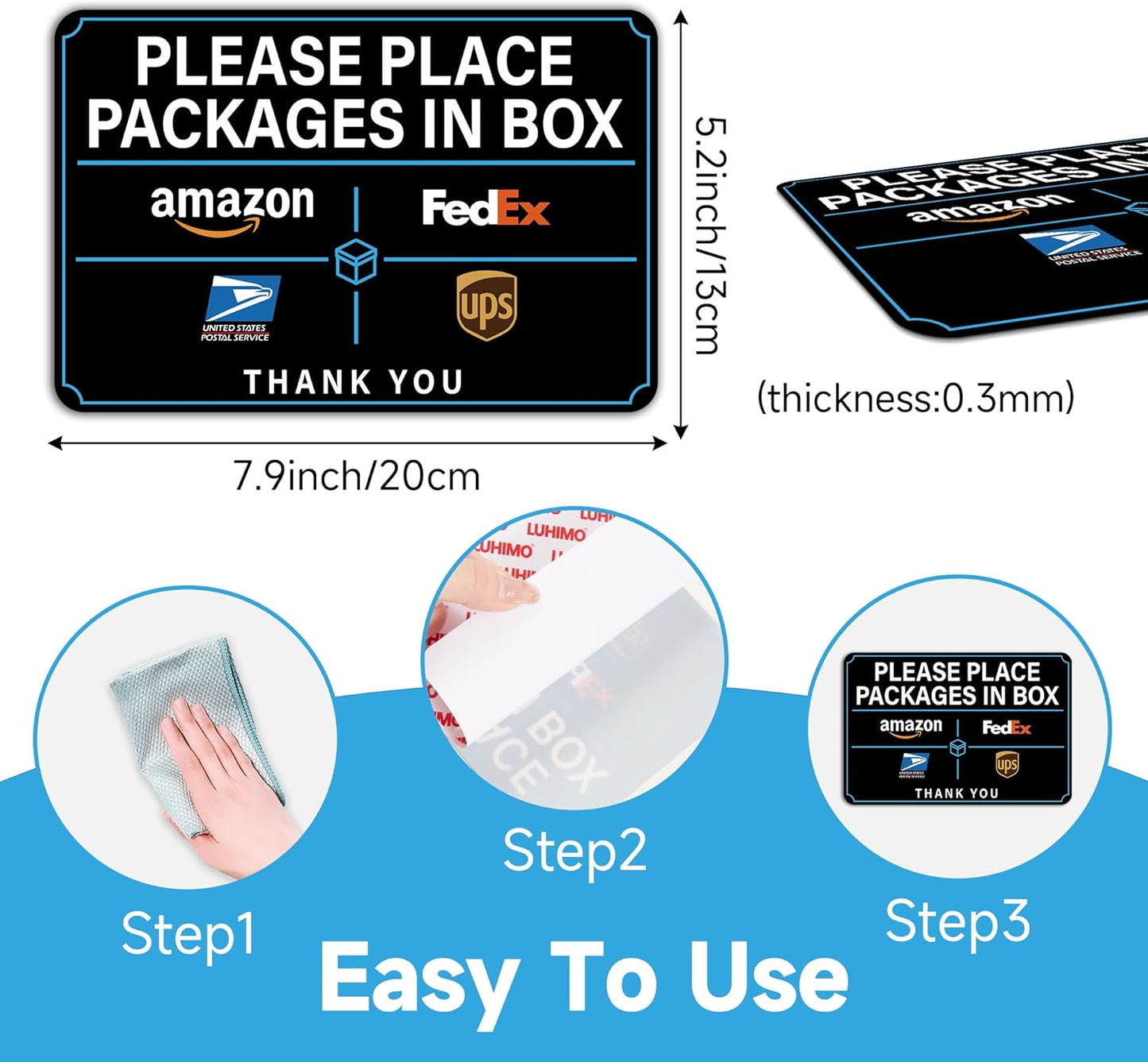Please Leave Packages Here Sign - Self-Adhesive Waterproof Delivery Sign for Home & Office (Small)