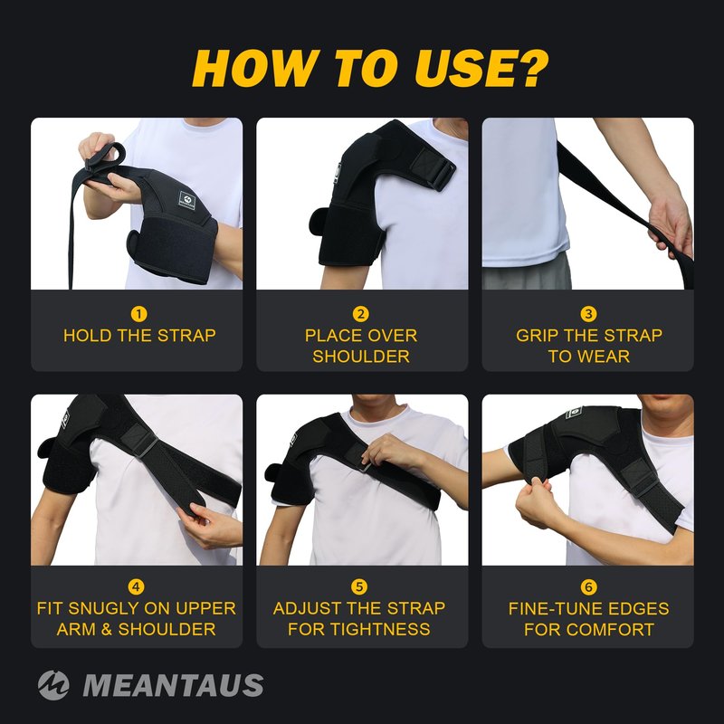 MEANTAUS Shoulder Brace – Comfortable Adjustable Support for Pain Relief & Recovery | Rotator Cuff Compression Sleeve Stabilizer for Sports, Gym & Injury Rehab | Fits Left/Right Shoulder, Men & Women (L)