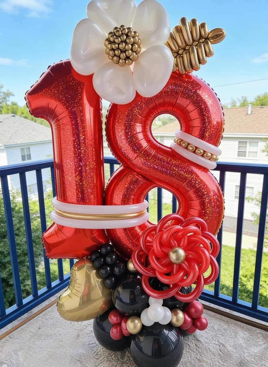 Laser Red 9 Balloon, Number Balloons 40 Inch, 9th Giant Birthday Decorations for Girls,19th 29th Party Decorations Supplies, Number 9 Balloon