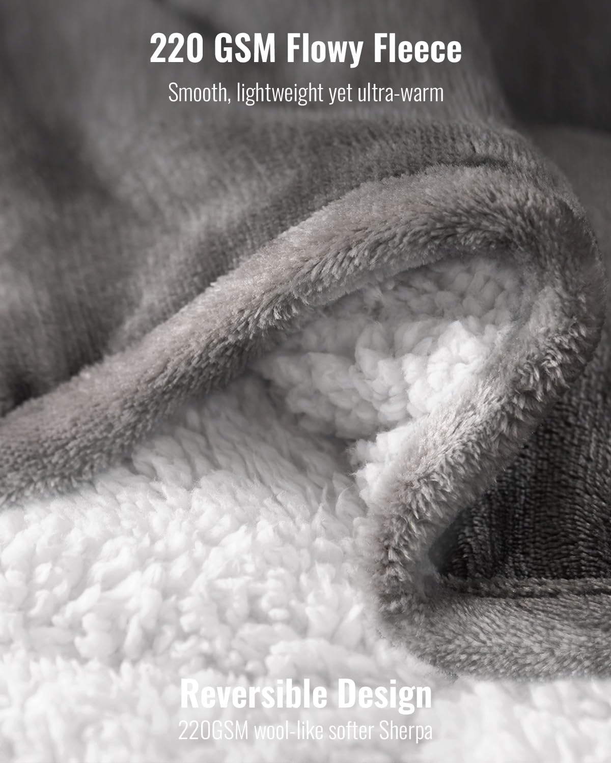Weighted Blanket Queen Size 15lbs 60x80 inches, Uttermara Sherpa Weighted Blankets with Soft Plush Fleece, Cozy Warm White Sherpa Snuggle Thick Heavy Blanket Great for Sleep and Calming, Grey