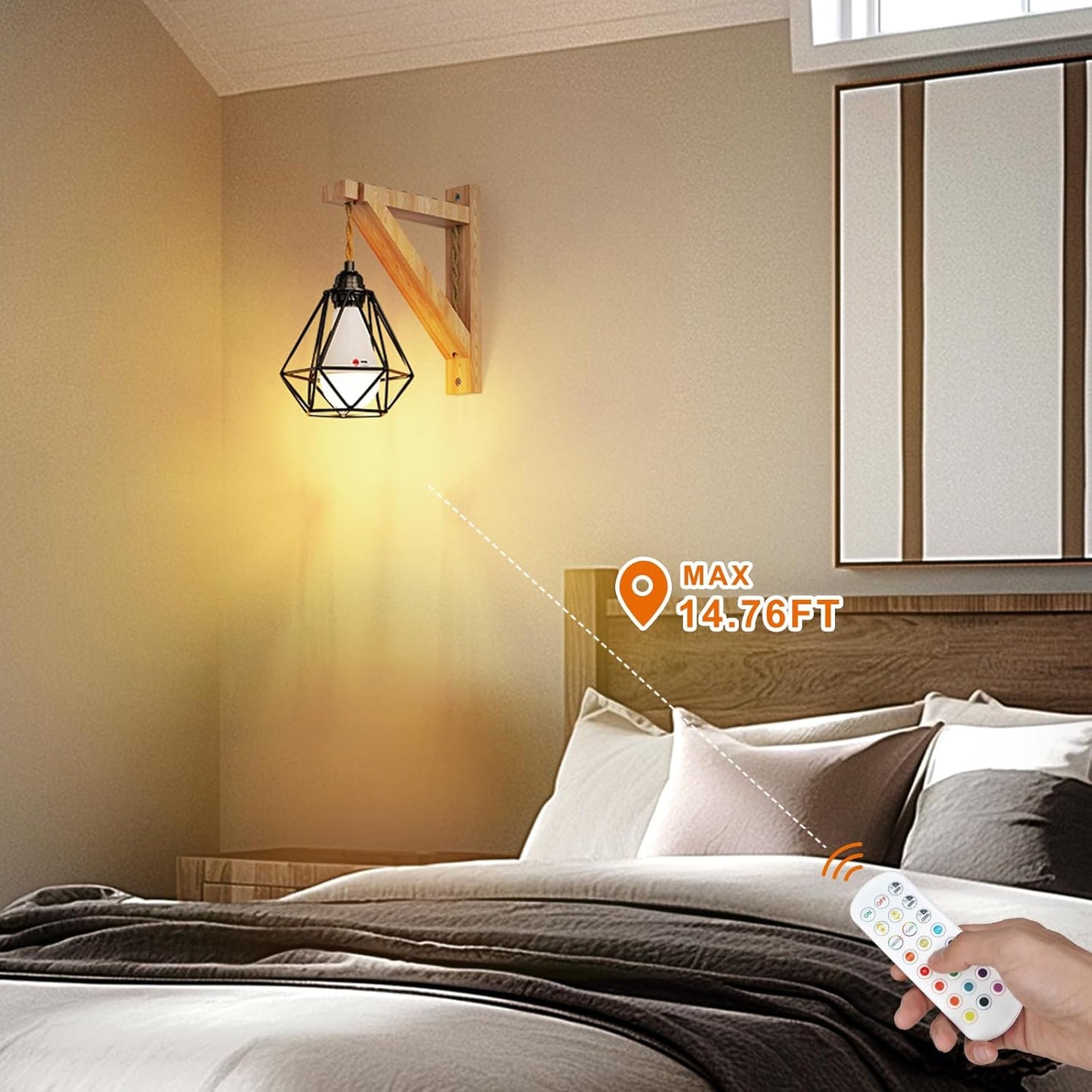 Frideko Wood Wall Sconces Set of Two Plug in, Rustic Wall Lamp with Plug in Cord, Farmhouse Wall Light Fixtures with 8.21FT On/Off Switch Cord, Indoor Sconces Wall Lighting for Bedroom Living Room