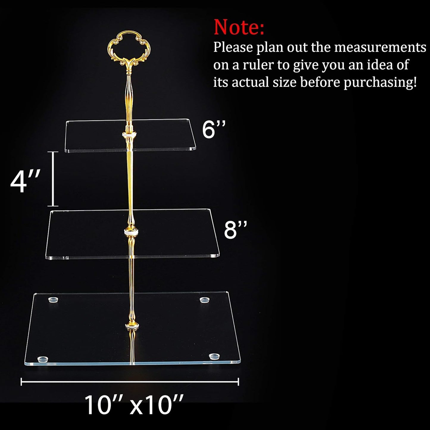 3-Tier Acrylic Cupcake Stand - Elegant Dessert Display Tower in Gold (Model 3SG-V2)