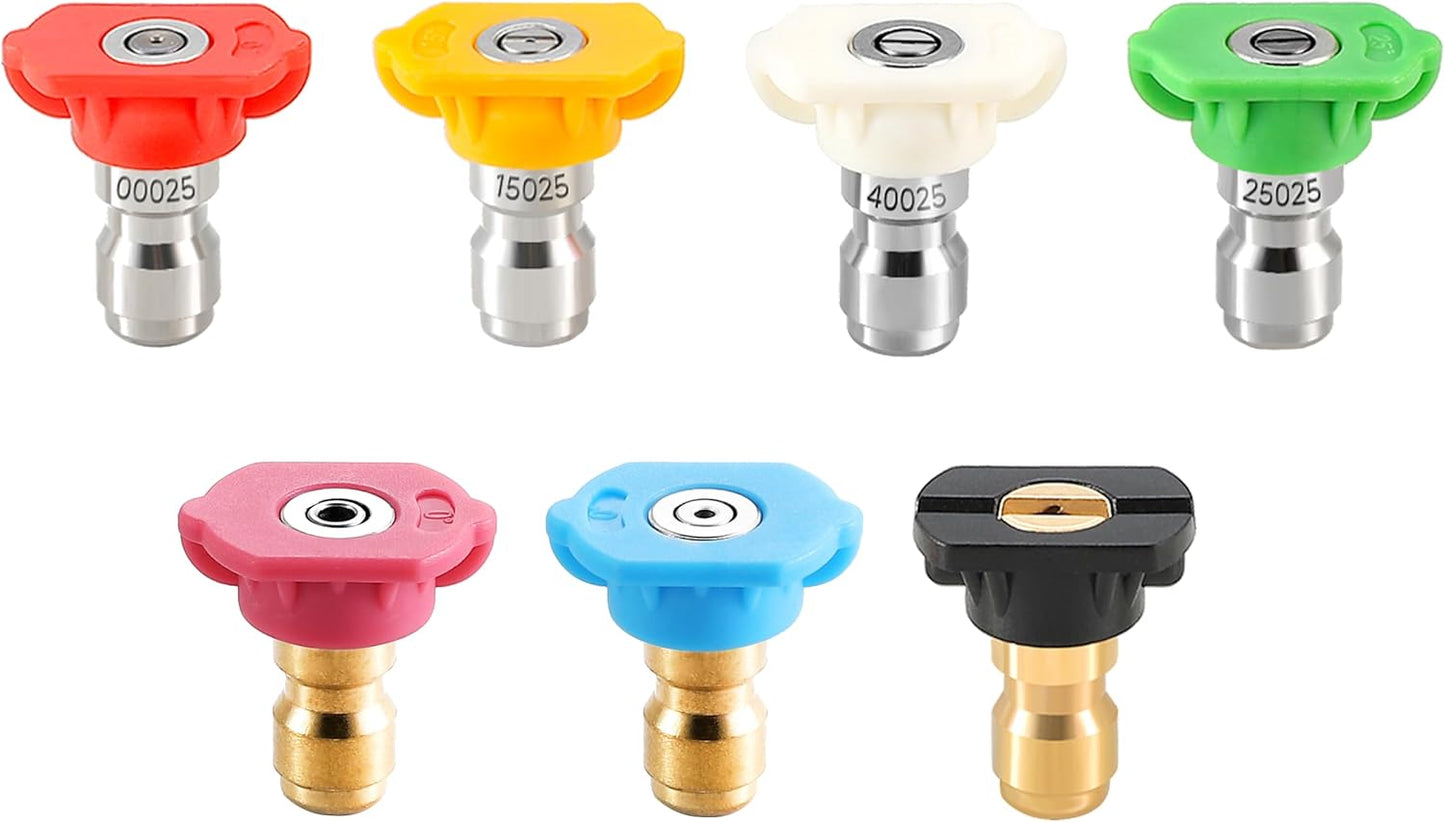 Tool Daily Pressure Washer Nozzle Tips Set - 7 Power Washer Tips for 1/4 Inch Quick Connect, 2.5 GPM