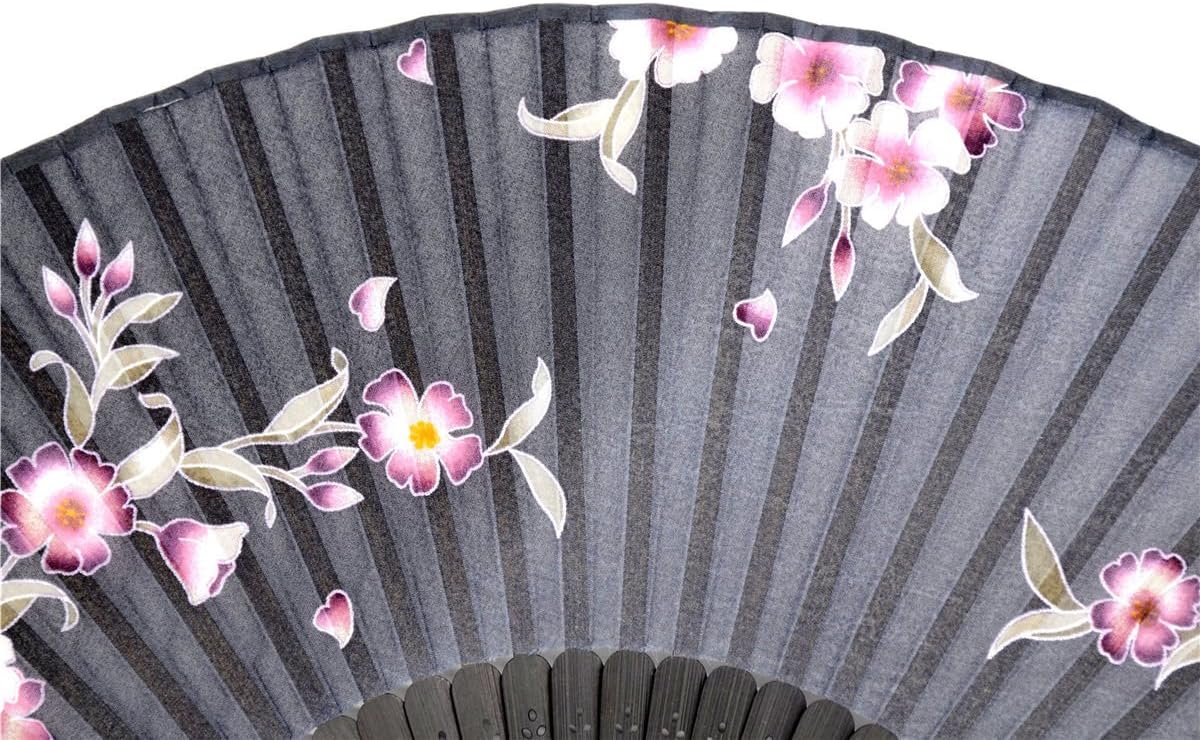Handmade Silk Folding Fan with Bamboo Frame - Vintage Chinese/Japanese Style for Women & Girls - Gift-Ready with Protective Sleeve (WZS-33)