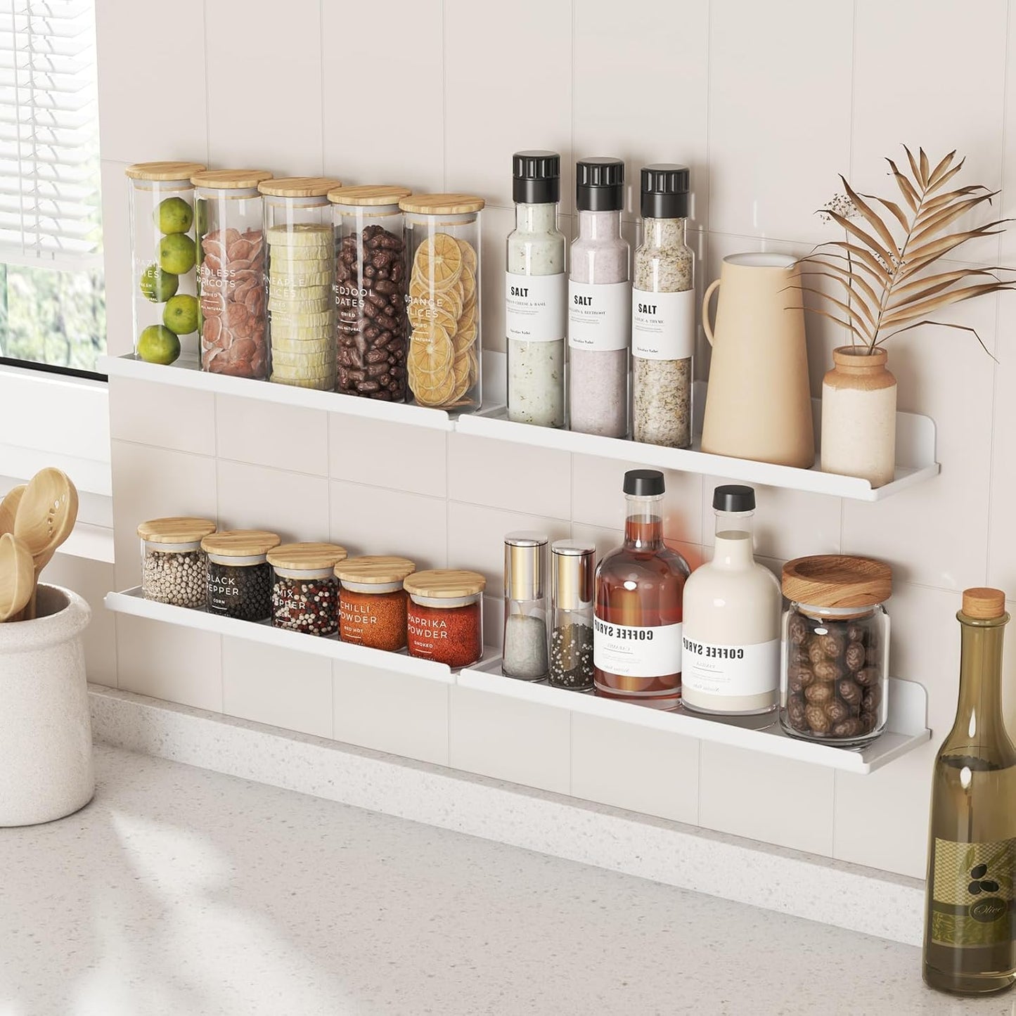 Lifewit Floating Shelves - 15" Acrylic Wall Organizer for Perfume, Makeup & Decor | 8 Pack, White