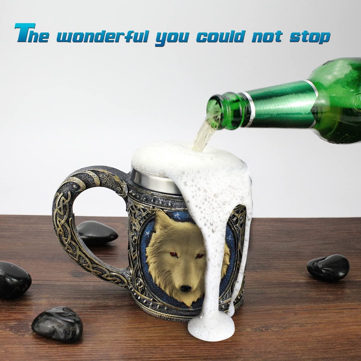 Stainless Steel Wolf Goblet - 3D Resin Wine Chalice Cup for Unique Occasions
