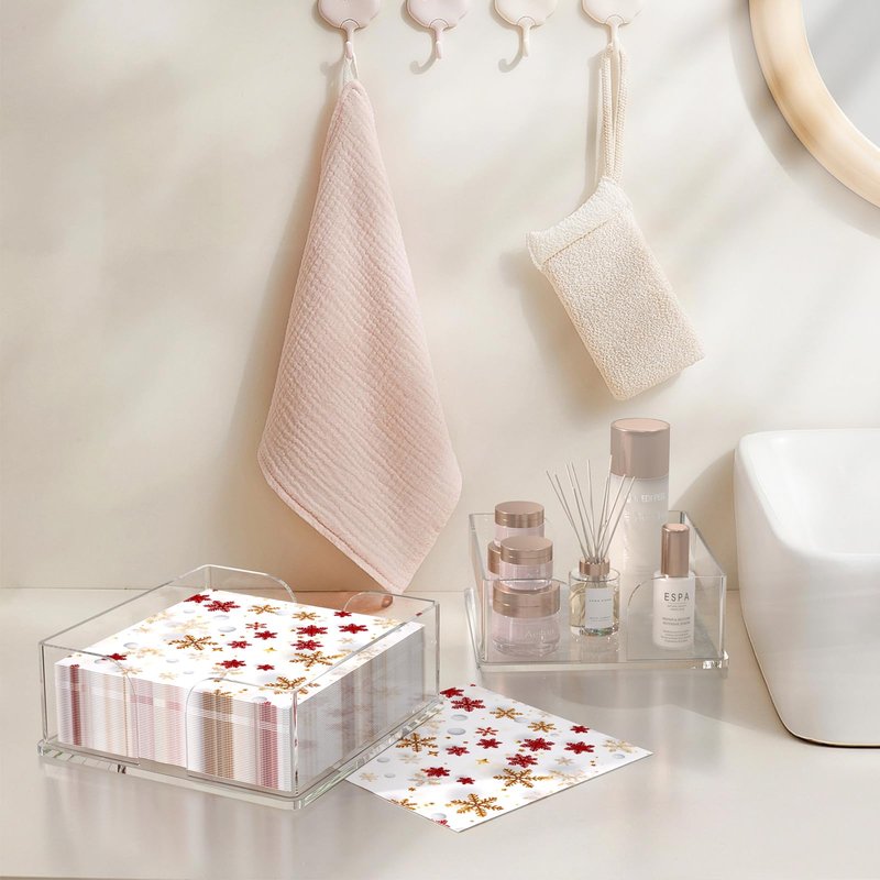 2 Pack Acrylic Napkin Holder Set – 1 Standard Large + 1 Mini Cocktail Size, Clear Hand Towel Tray for Bathroom, Kitchen, Party & Restaurant