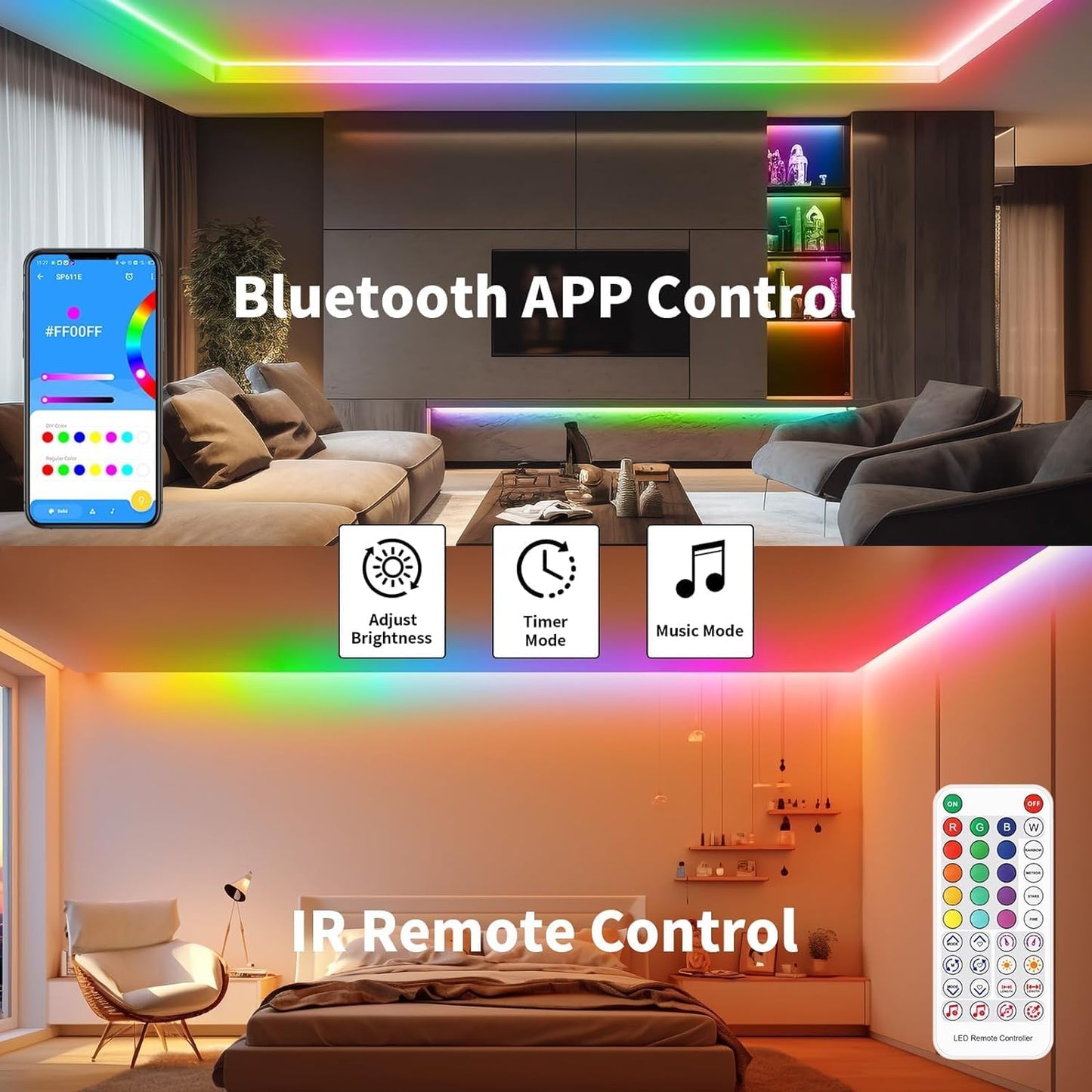 iNextStation RGB Smart IC Neon Rope Lights, 16.4ft LED Neon Flex with Power Adapter, Dynamic LED Strip Lights for Bedroom Gaming Room Wall Decor, Support Cutting, Music Sync, Smart APP Control