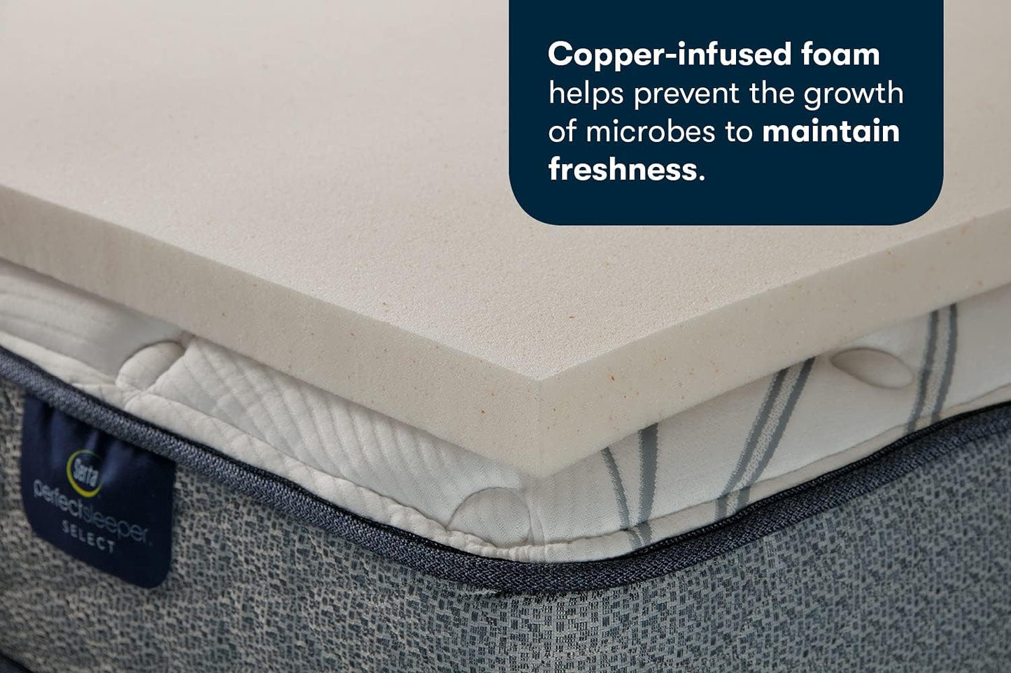Serta CopperGel Cooling, Pressure-Relieving Memory Foam Mattress Topper, 2 Inch, Full