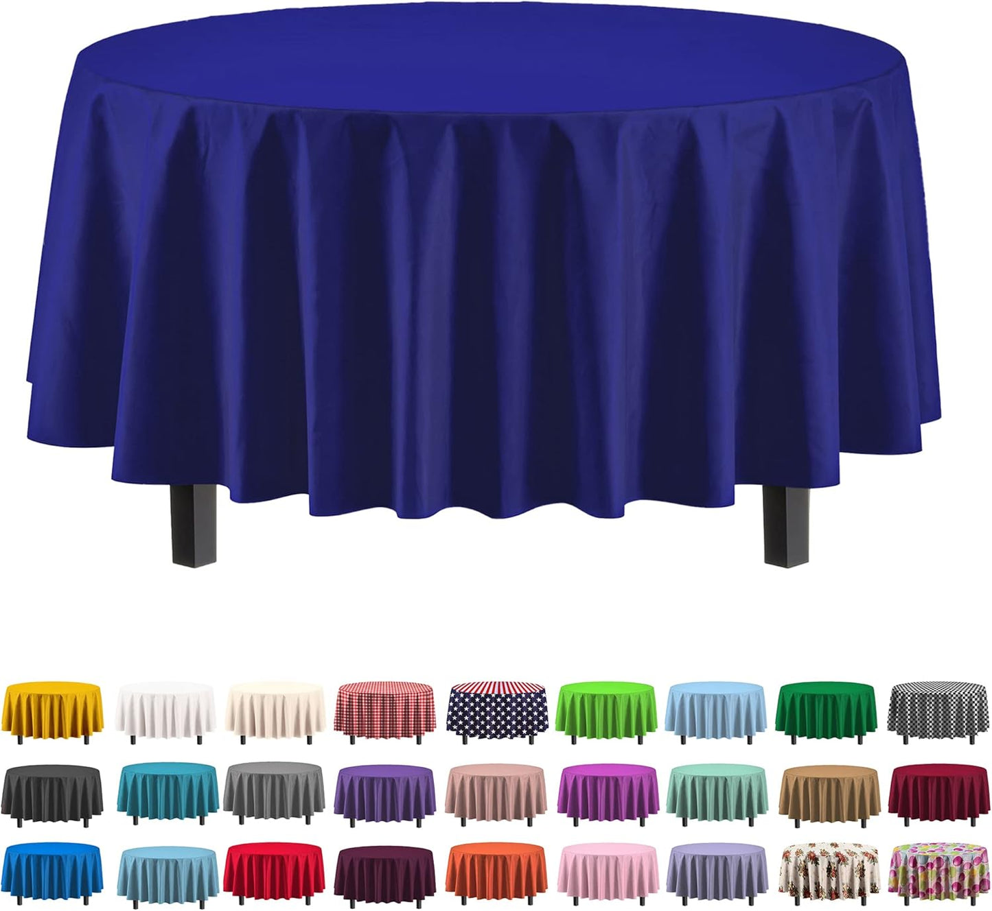 Ivory 84-Inch Round Tablecloth - 12-Pack Premium Plastic Party Supplies