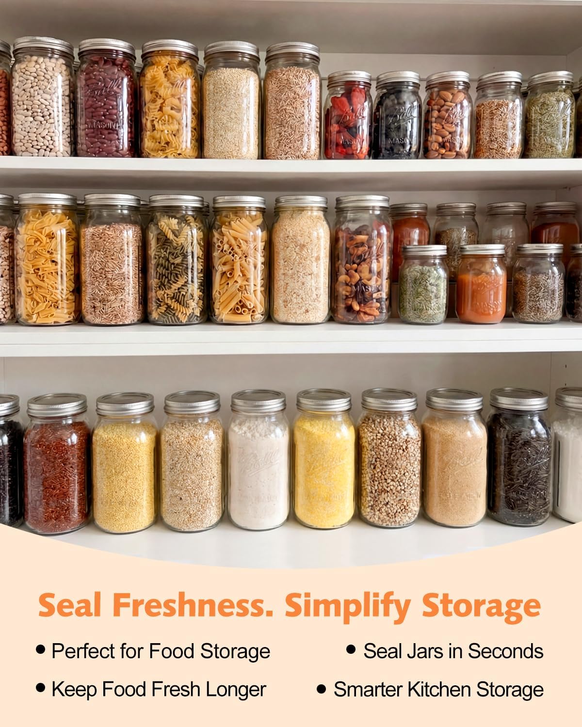 Skiennix Electric Mason Jar Vacuum Sealer - Upgraded Handheld Kit for Wide & Regular Mouth Jars | Portable Food Storage Solution