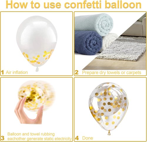 Bezente Gold Confetti Balloons - 12-Inch Helium Balloons with Golden Dots | 60-Pack for Parties & Events