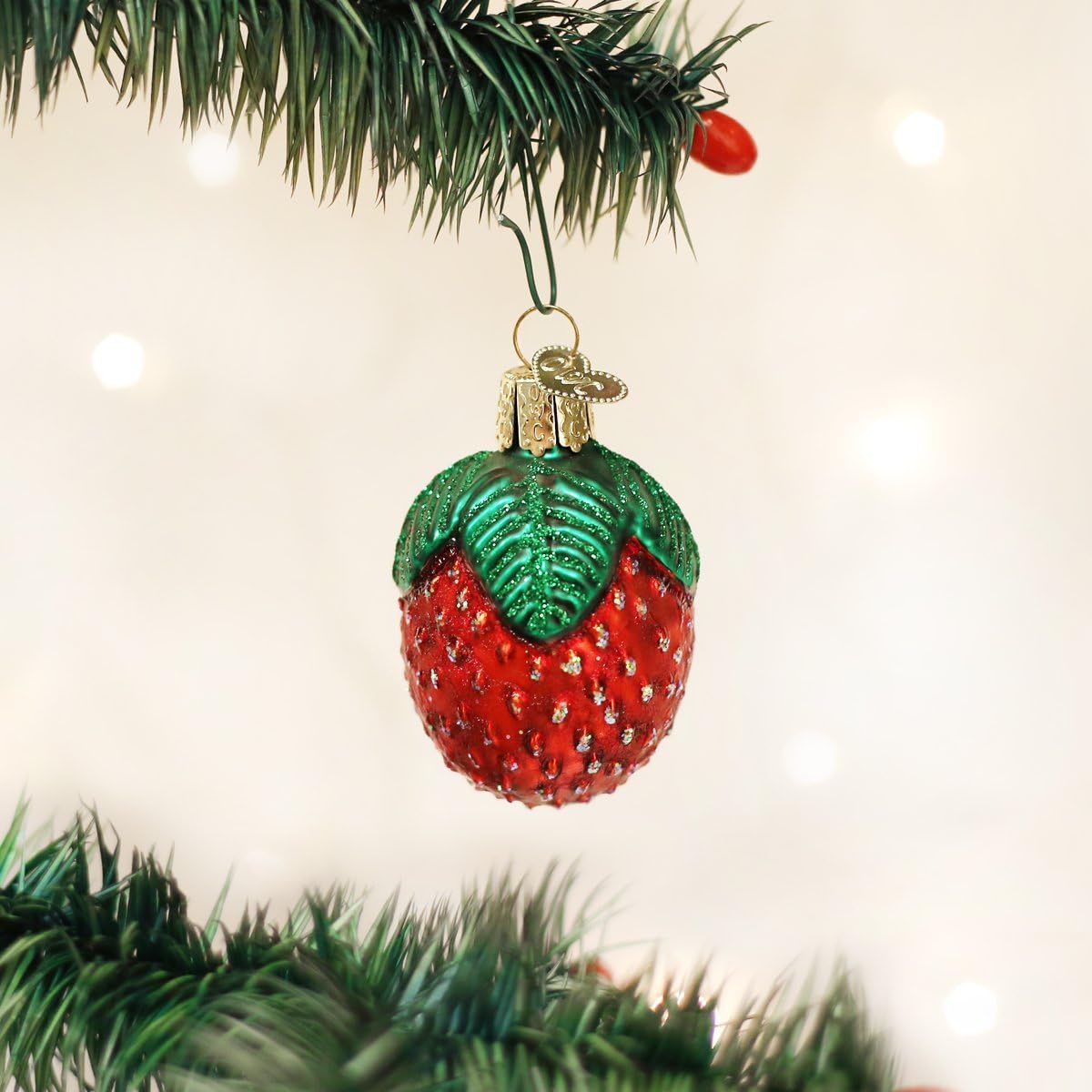 Chocolate Dipped Strawberry Glass Blown Christmas Ornaments - Old World Christmas (28116)