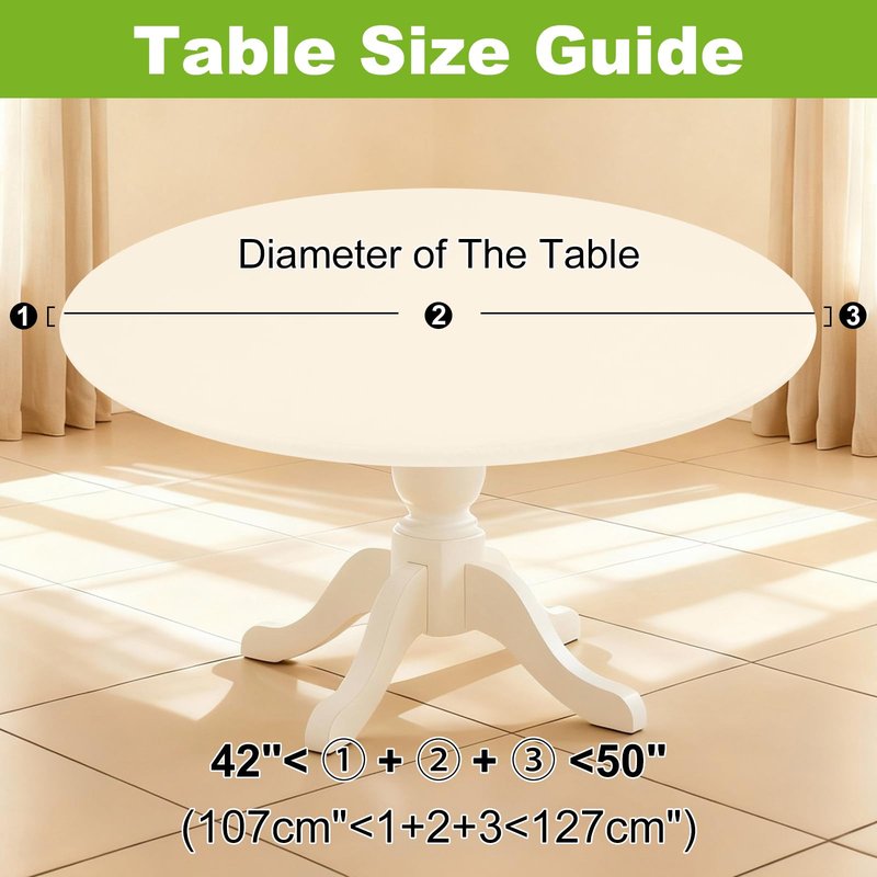 Smiry Round Spandex Tablecloth, Elastic Fitted Washable Tablecloths for 42"-50" Tables, Waterpoof Stretch Picnic Table Cover for Dining, Indoor and Outdoor, Beige