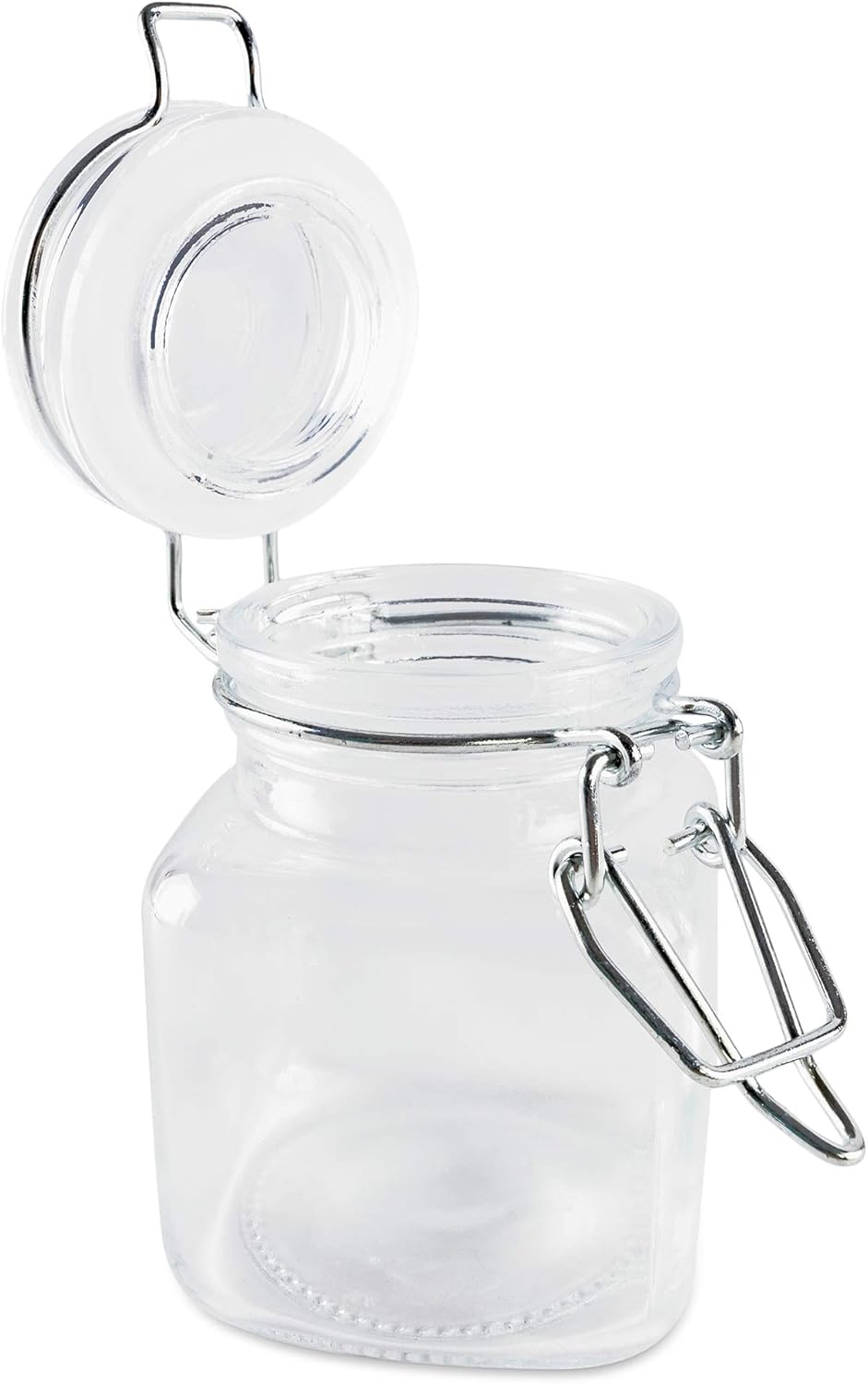 3oz Square Glass Jars with Hinge Lid - 4 Pack for Home, Crafts & Snacks