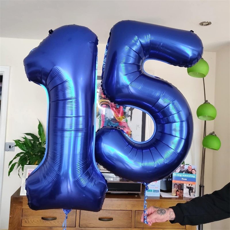 Navy Bluen Balloon Number 8, 40 Inch Large Self Inflating Royal Blue Foil Number Balloons 0-9, Dark Blue Digital 8 Helium Balloon for 8th Boys Men Birthday Party Anniversary Decorations