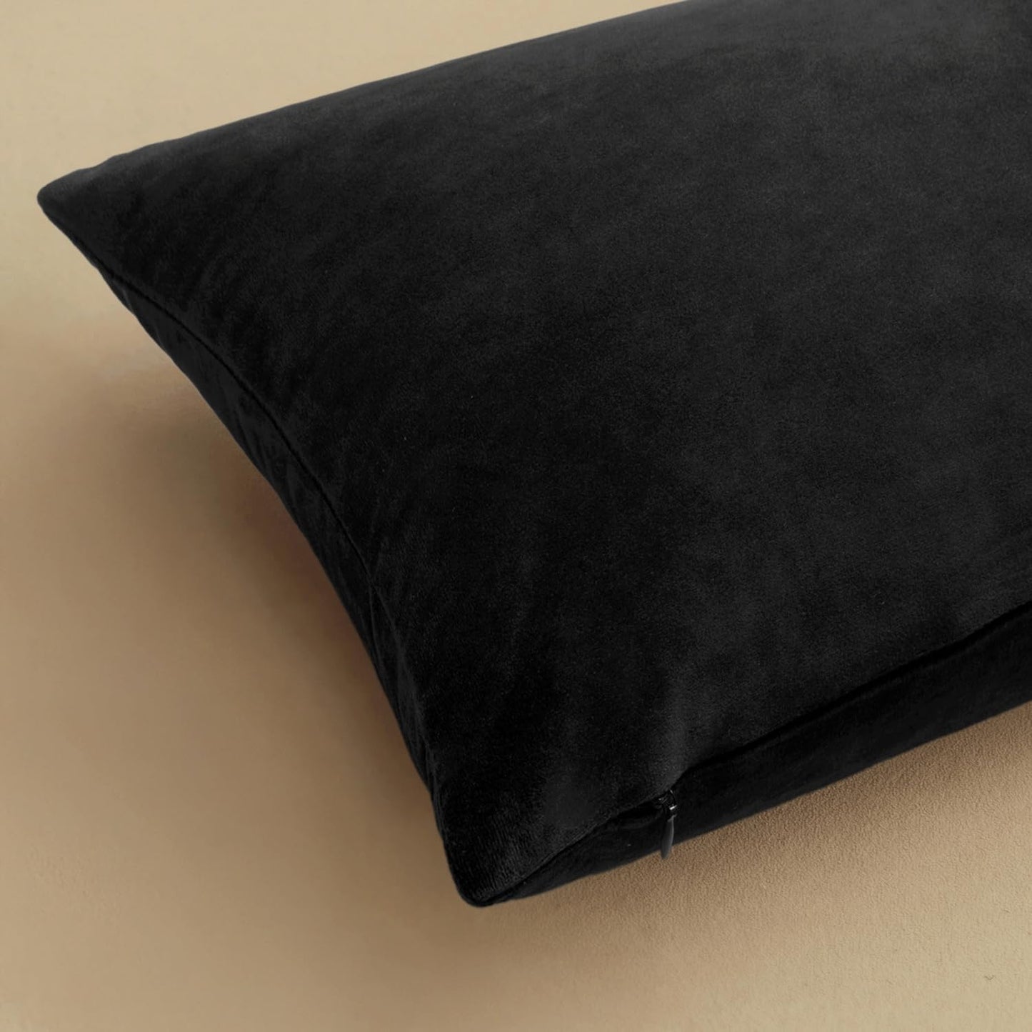 MIULEE Velvet Throw Pillow Covers - Soft Black Decorative 12x12 Inch Cushions | Pack of 2 for Modern Home Decor