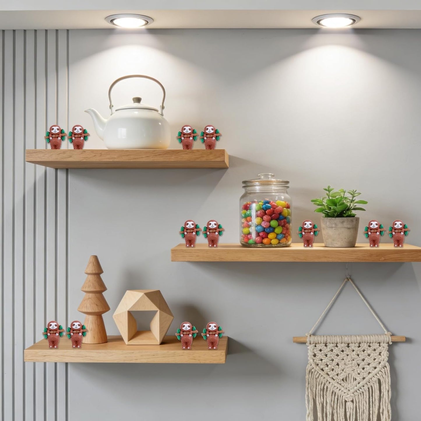 Skiennix Sloth Gifts - 30 Mini Resin Animals with Positive Cards for Emotional Support | Cute Table Decor