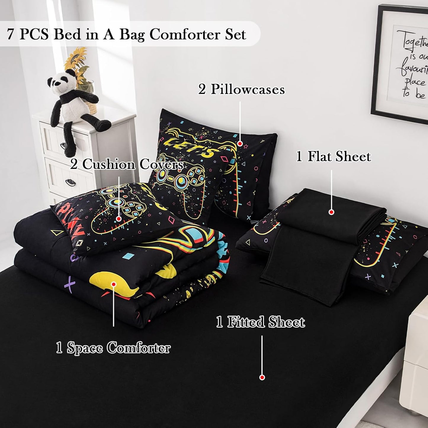 Dinosaur Bedding Full Size Sheets and Comforter Set, Boys Full Size Bedding Set Teen boy Comforter Set 7 Pieces Toddler Bed Sheets and Comforter Set for Boys All Season