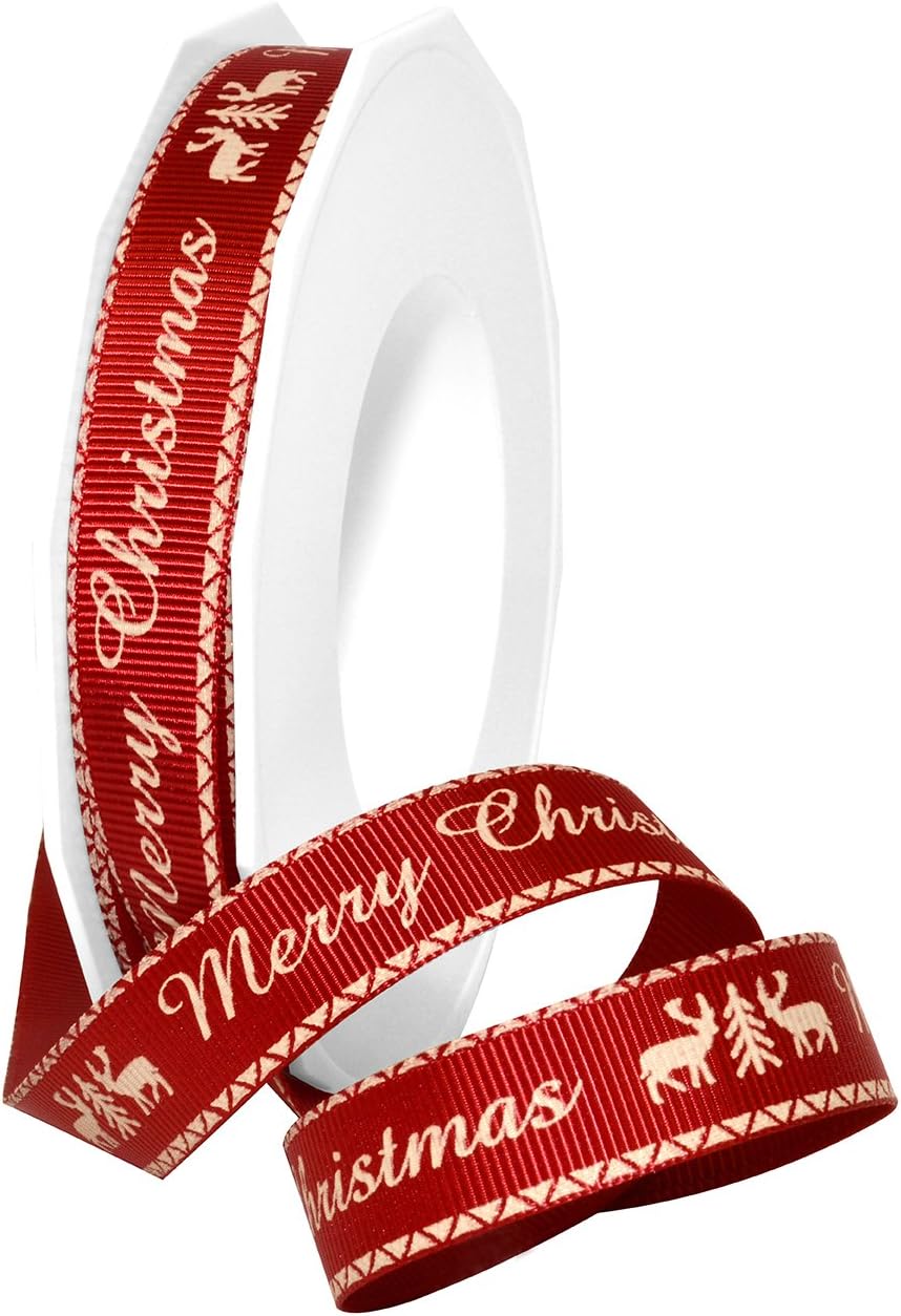 Double Face Satin Candy Cane Ribbon 5/8" x 25 YD - Perfect for Gift Wrapping & Crafts