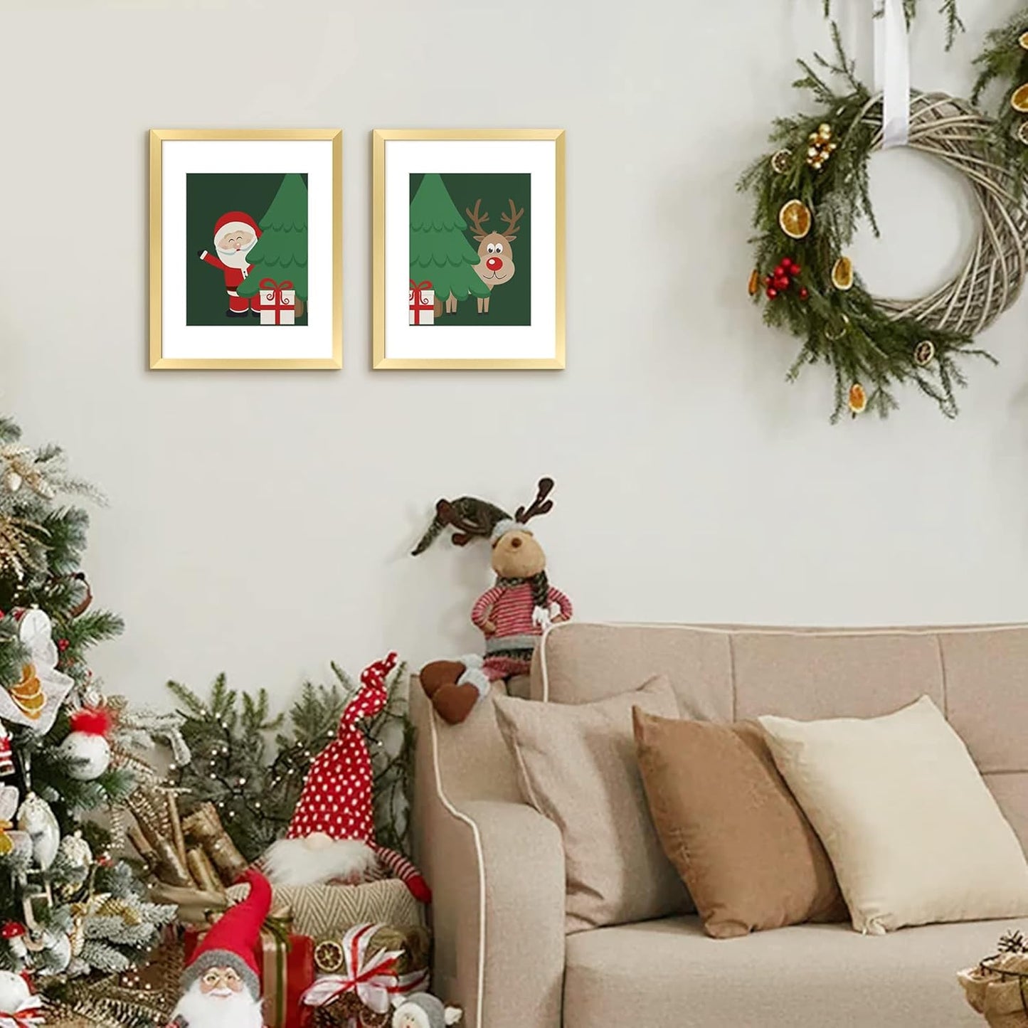 Upsimples 11x14 Picture Frame Set of 5 - Elegant Gold Frames for 8x10 Photos with Mat or 11x14 Without Mat