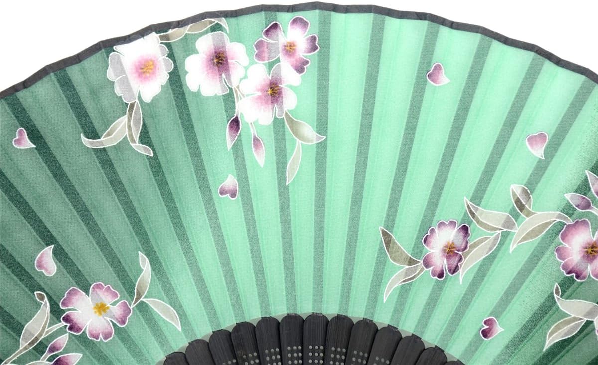 Handmade Silk Folding Fan with Bamboo Frame - Vintage Chinese/Japanese Style for Women & Girls - Gift-Ready with Protective Sleeve (WZS-33)