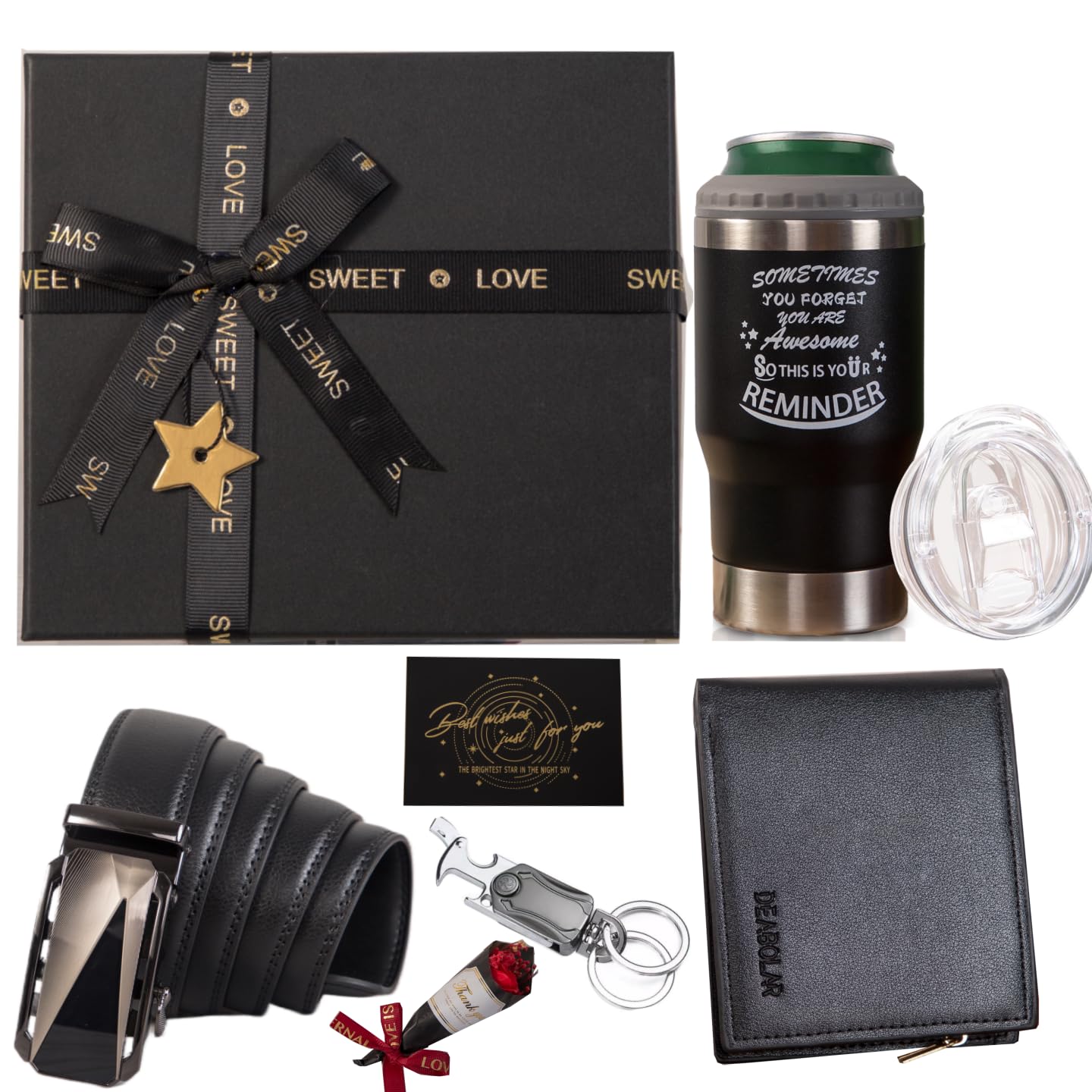 Birthday Gifts for Men Who Have Everything, Premium Gift Baskets for Men, Birthday Gift Basket for Him, Ideal Gifts for Dad, Boyfriend, Husband, Brother, Manual, Black