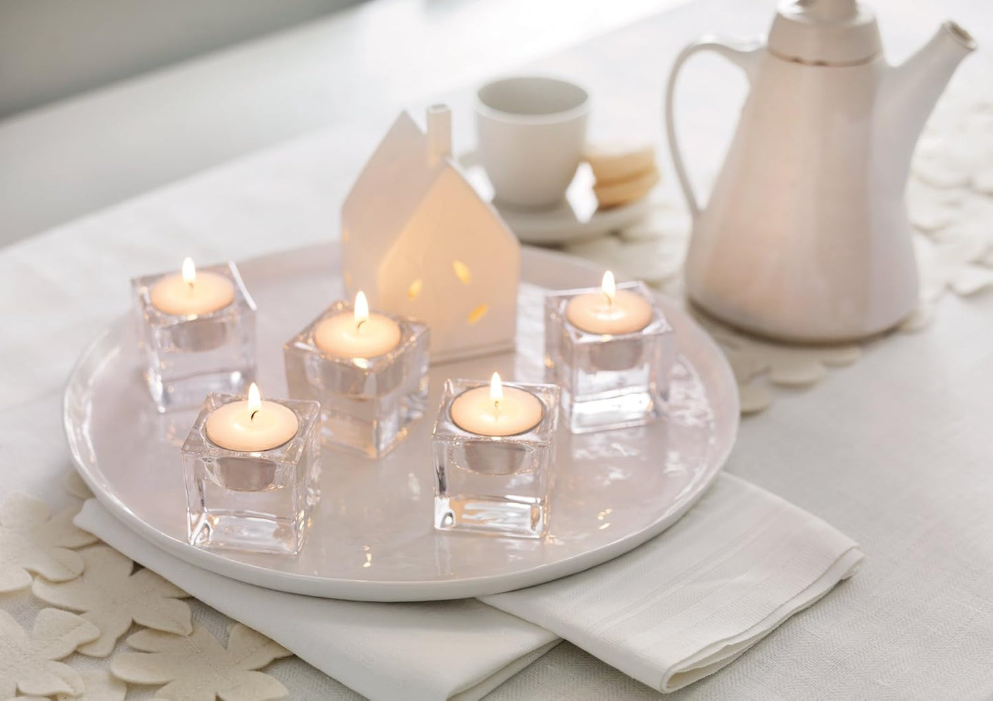 Premium Unscented Tea Lights - 100 Pack, 3.5 Hours Burn Time - Smokeless & Cotton Wick for Weddings, Parties, Home Décor