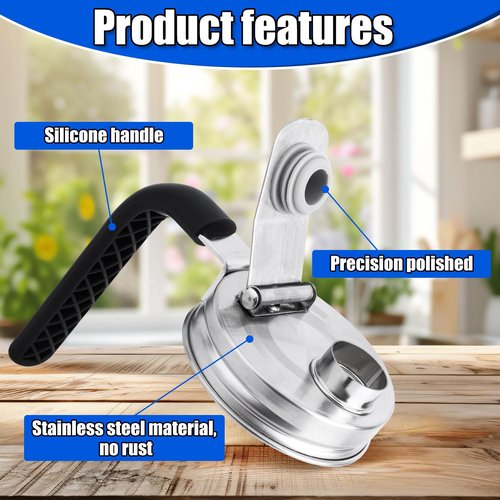 2pcs Mason Jar Spout Lids, Stainless Steel Ball Wide Jar Sip Lids Regular Mouth Leakproof Easy-Pour Pitcher Flip Cap Handle for Drinks Fruit Storage Brewing Accessories Supplies (Style 2)