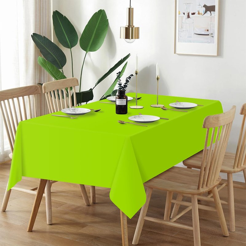 QIKSION Lime Green Plastic Table Cloth Disposable 6 Pack, 54 x 108 Inch Tablecloths for Party, Birthday, Halloween, Christmas Decorations, Rectangle Table Cover
