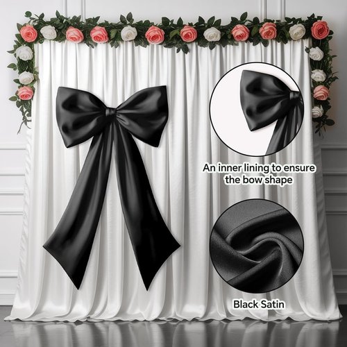 Black Bow Decor | 2 Pack Large & Small Coquette Wall Backdrop for Valentine's Day & Weddings