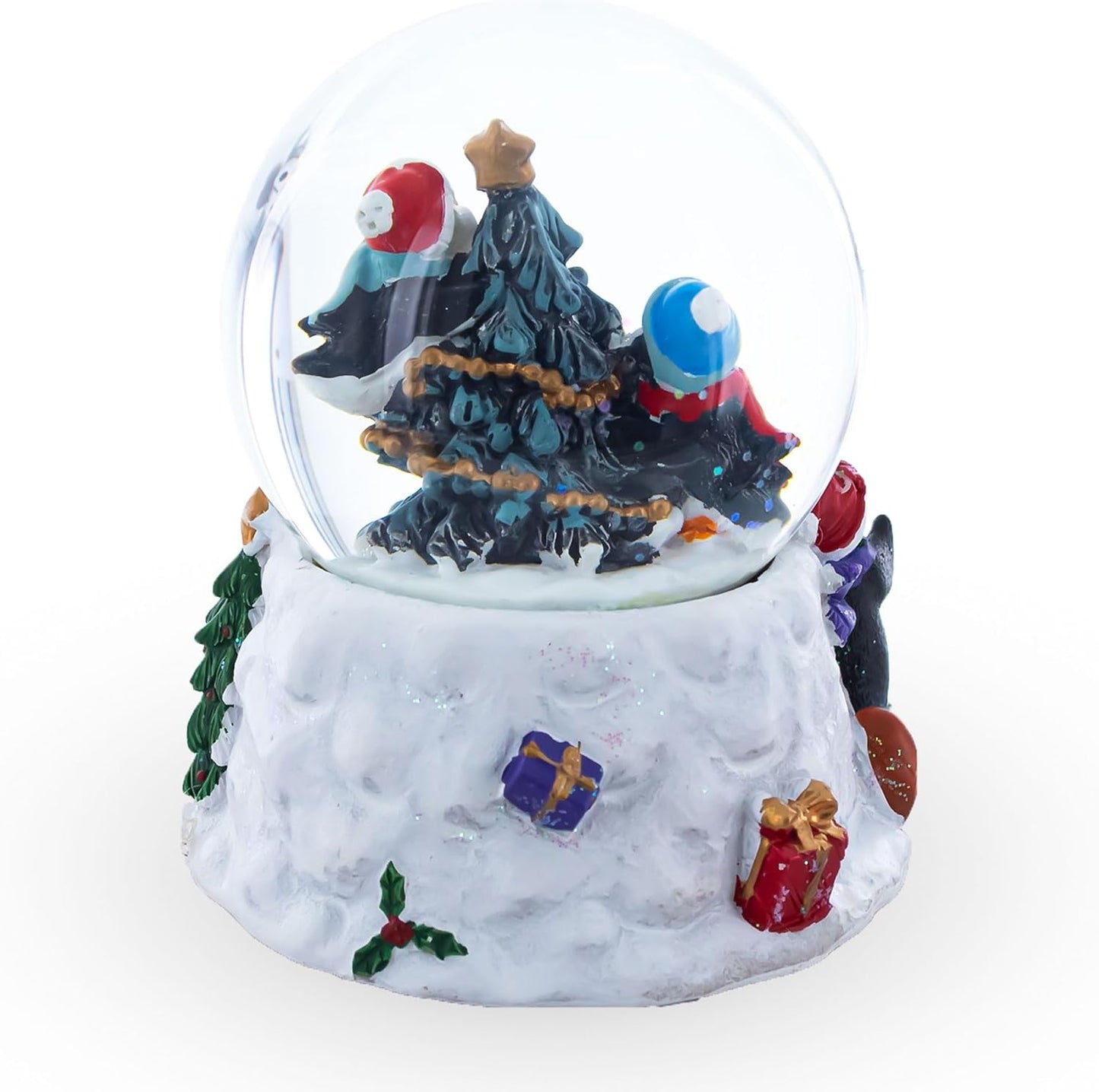 Festive Penguin Snow Globe - Holiday Tree Celebration Water Globe Decoration