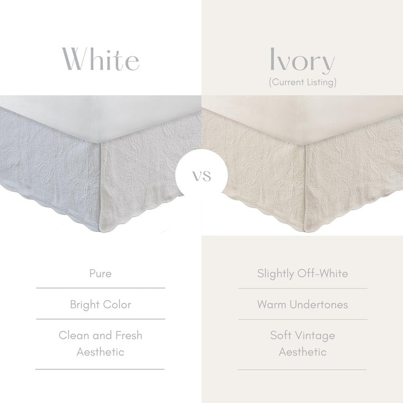 Greenland Home GL-1710GBKQ Paisley Quilted Bed Skirt, Ivory, Queen
