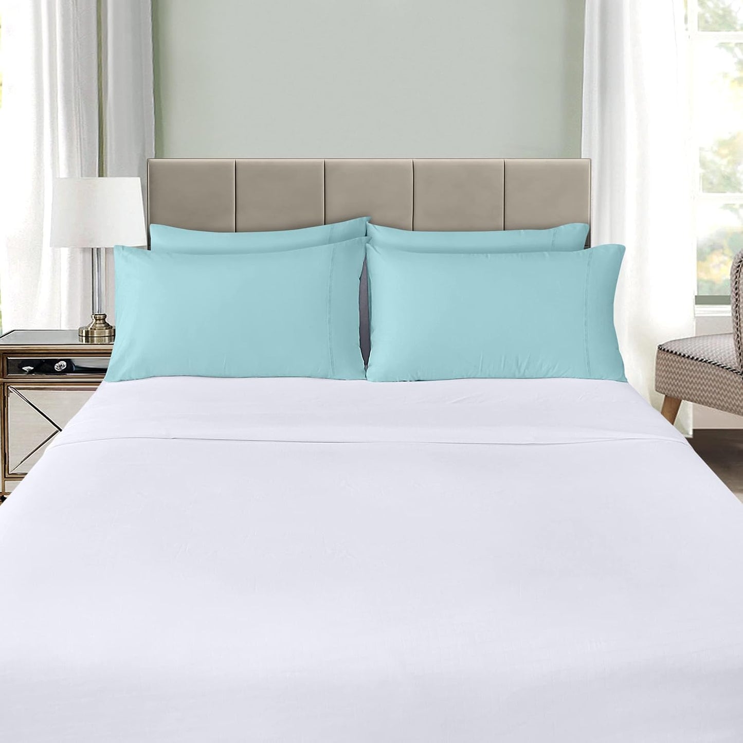 Utopia Bedding Standard Pillow Cases - 4 Pack - Soft Brushed Microfiber | Fade Resistant 20 x 26 Inches (Spa Blue)
