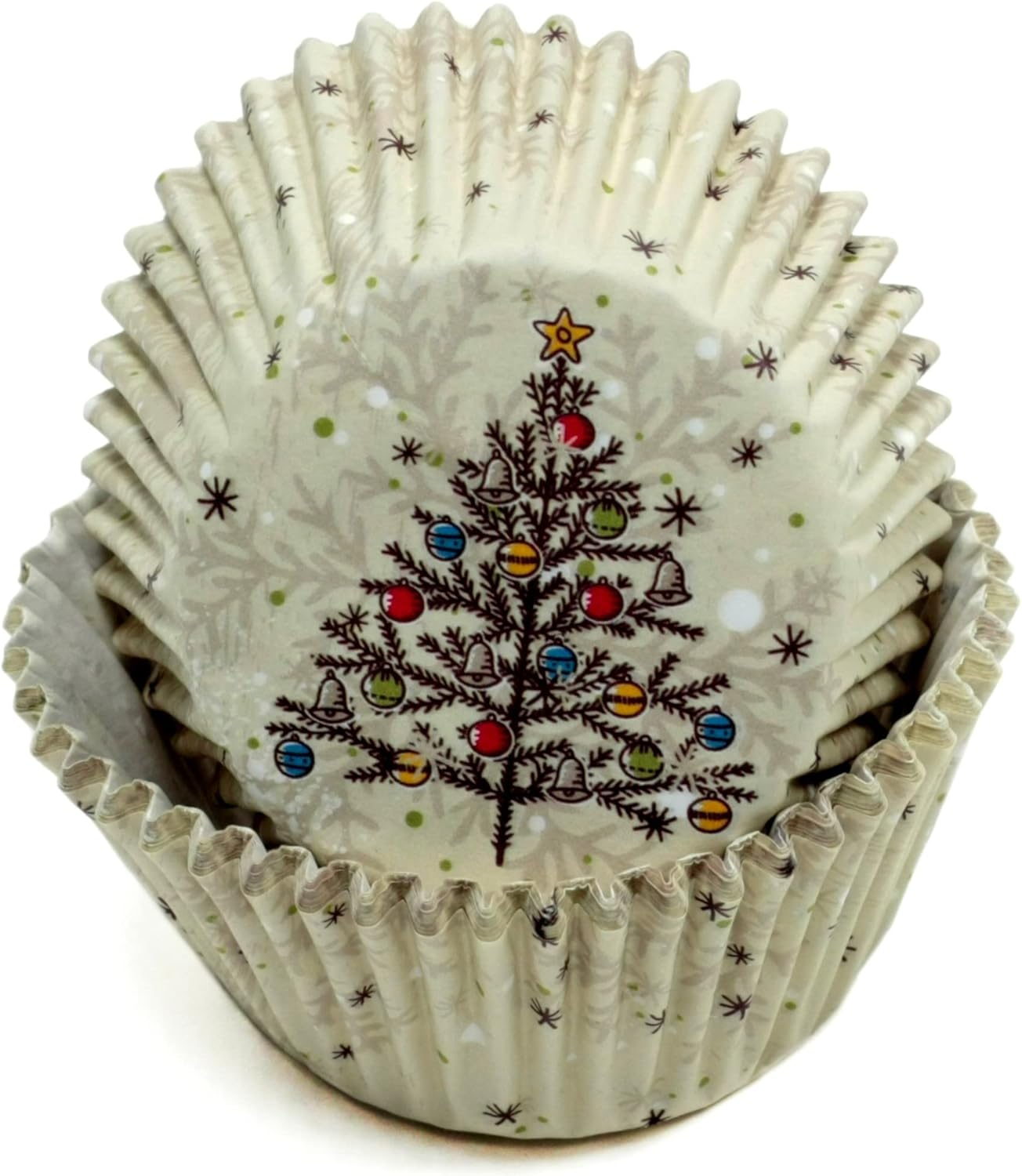 200 Count Multicolor Christmas Cupcake Liners - Festive Paper Baking Cups