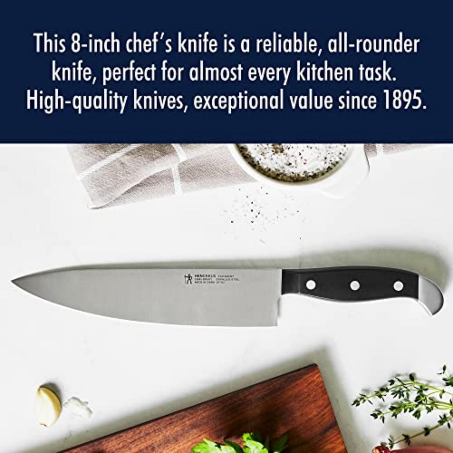 HENCKELS Statement Razor-Sharp 8-inch Chef Knife, German Engineered Informed by 100+ Years of Mastery, Black/Stainless Steel