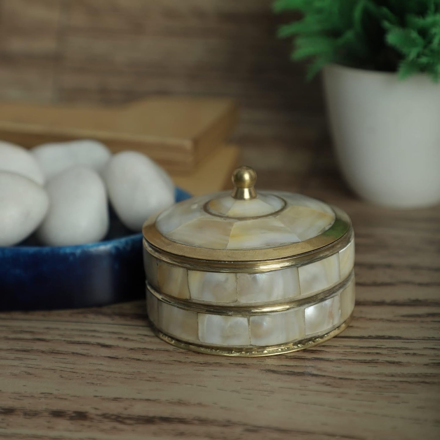 Decorative Jewelry Trinket Box Unique Gift For Home Décor Antique Metal Case with Mother of Pearl Sindoor Box/Coin Box (All Set Black)