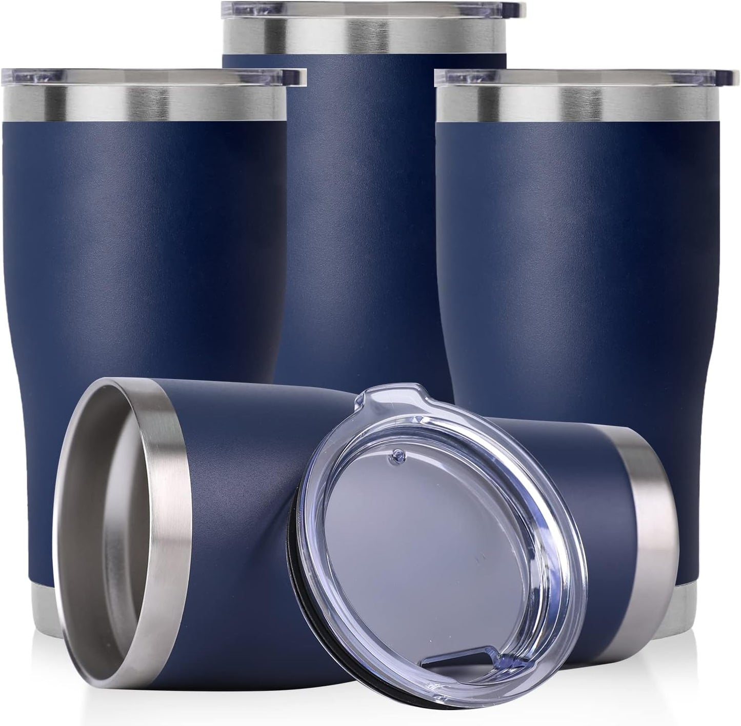 DOMICARE 20oz Tumbler with Lid Stainless Steel Tumblers Bulk, Double Wall Vacuum Insulated Coffee Travel Mug Powder Coated Tumbler, 8 Pack Purple