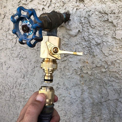 HQMPC Quick Connect Brass Garden Hose Fittings - Durable 3/4 Inch GHT Connectors (2 Sets)