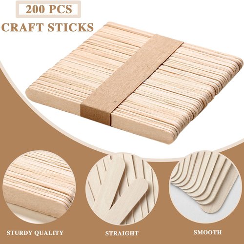 300 Pcs Craft Sticks Ice Cream Sticks, Borogo 4.5inchs Sticks Natural Wood Popsicle Craft Sticks Treat Sticks Ice Pop Sticks for DIY Crafts