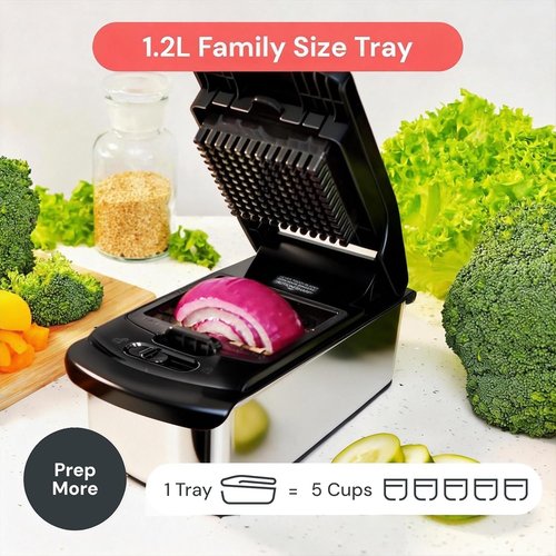 Fullstar Pro Chopper - 4-in-1 Vegetable Chopper & Spiralizer with Container | Stainless Steel Kitchen Gadget