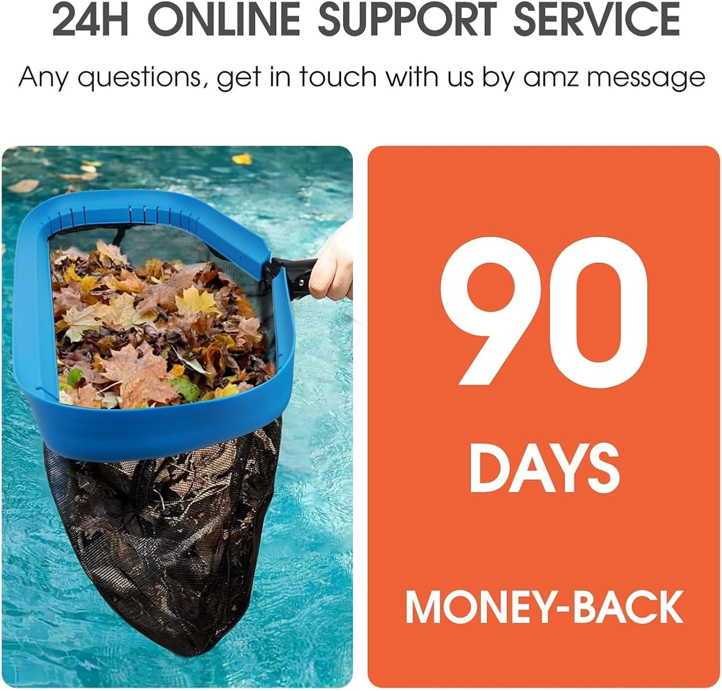 TidyMister 20'' Self-Repair Pool Skimmer Net - Heavy Duty Nylon Mesh & Aluminum Frame for Effective Cleaning