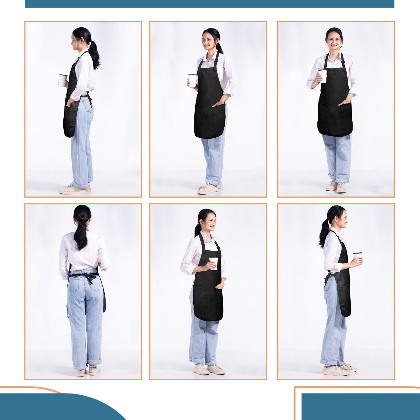 Batex Premium Cotton, 3 pack, Chef Apron for Men and Women Professional for Cooking With 2 Pockets - Adjustable - Bib Aprons