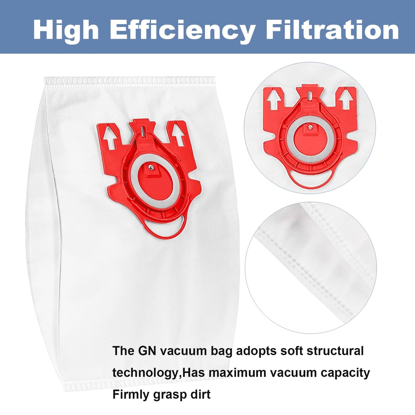 24 Pack 3D Airclean Vacuum Bag Replacement for Miele FJM Vacuum Compact C2 Compact C1 Complete C1 S241 S290 S300i S500 S700 S4 S6 Series With 6 Motor Protection Filters 6 AirClean