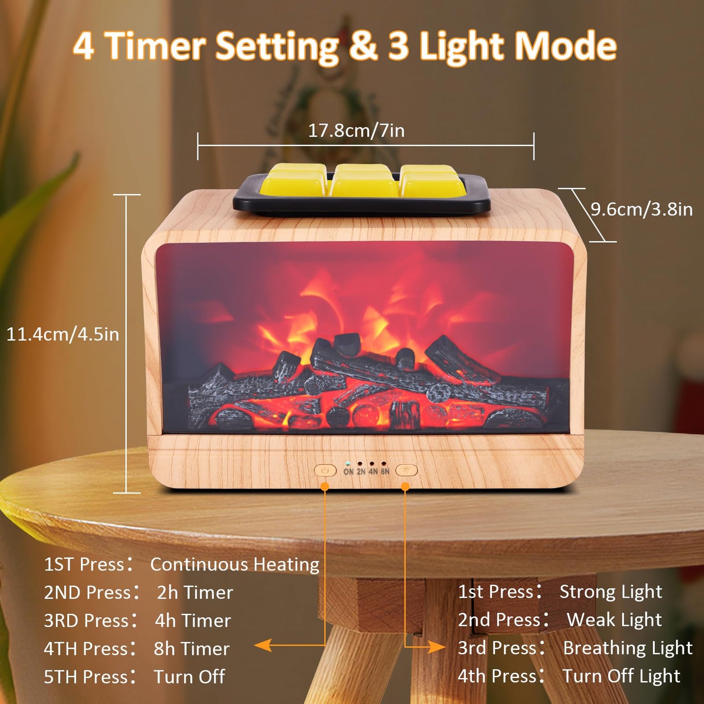 Wax Melt Warmer, Dynamic Flame Fireplace Wax Warmer Wax Melter for Scented Wax with Timer Electric Candle Wax Warmer, Wax Burner Christmas Candle Warmer for Home Bedroom Bathroom Office Decor & Gift