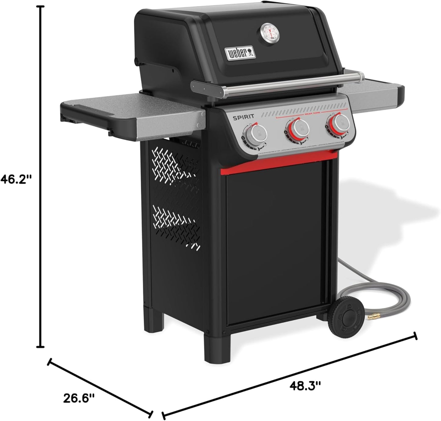 Weber Spirit E-325 Natural Gas Grill - 3 Boost Burners, Black | Porcelain-Enameled Grates & Sear Zone