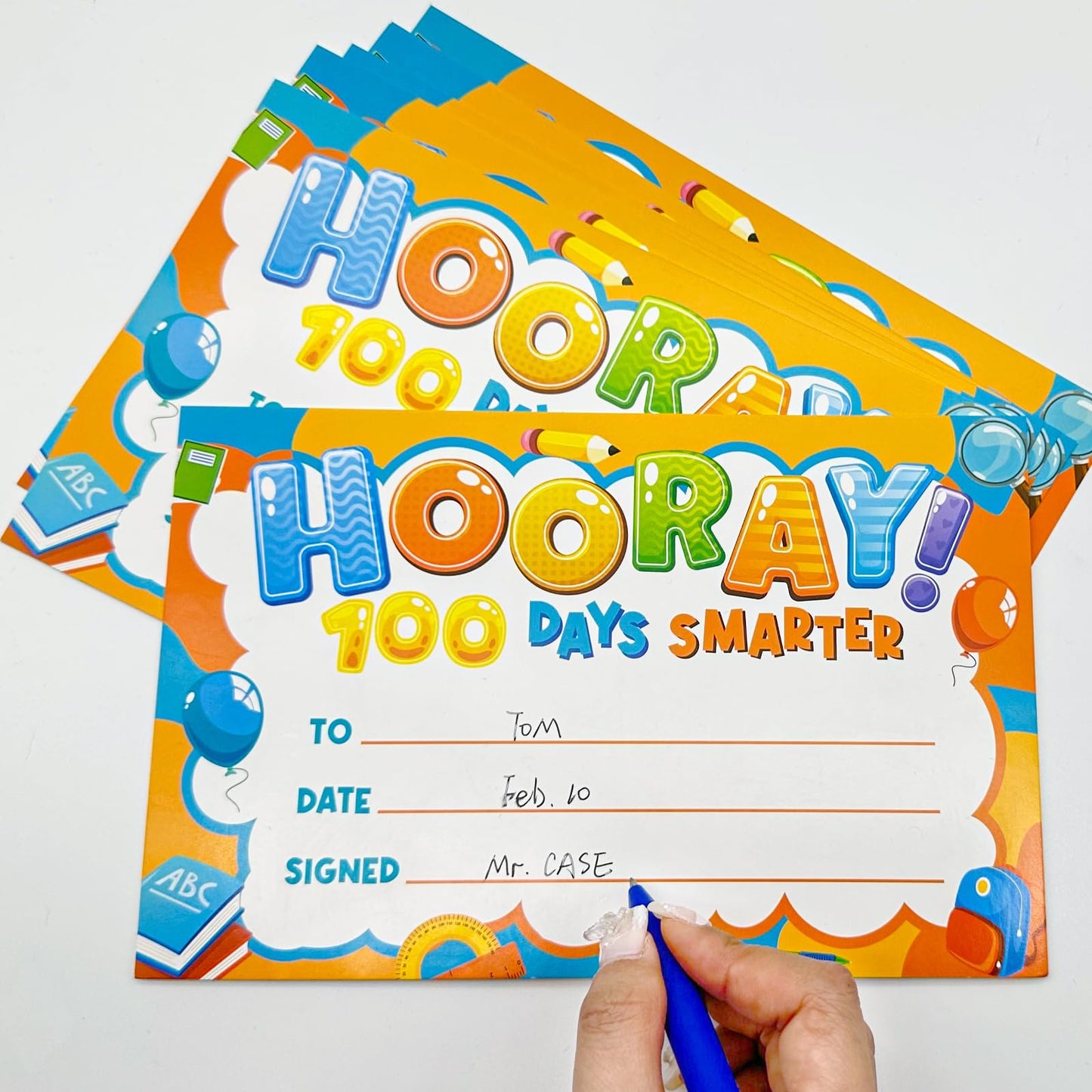180 Pcs 100 Days of School Awards Set,Happy 100th Day Certificate of Award Rubber Bracelets Wristbands Coloring Posters Pencils 100 Days Smarter Badges Pins Stickers for School Party Gift Favors