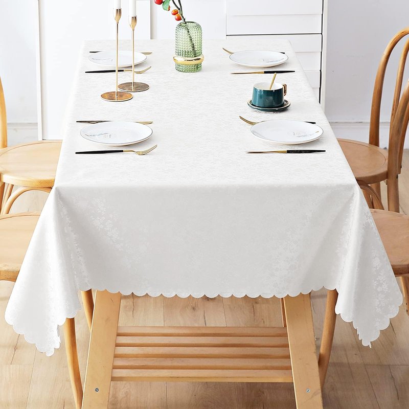Smiry Rectangle Table Cloth, Waterproof Heavy Duty Vinyl Tablecloths, Wipeable Washable Table Cover for Kitchen and Dining Room (White, 70" X 108")